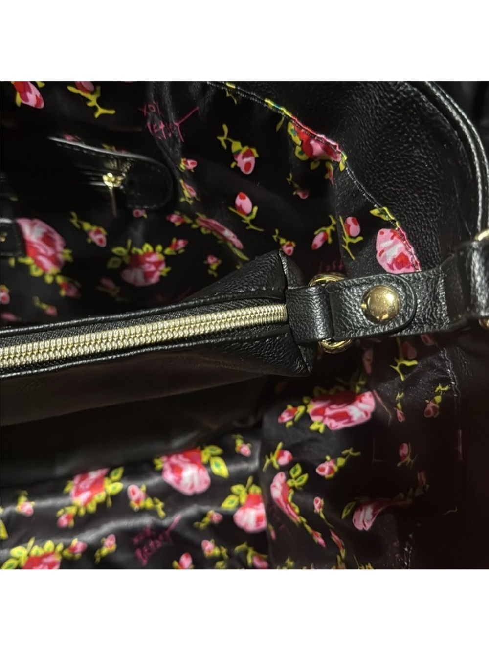 Black & White Tote Bag with Floral Embroidery - Picture 13 of 15
